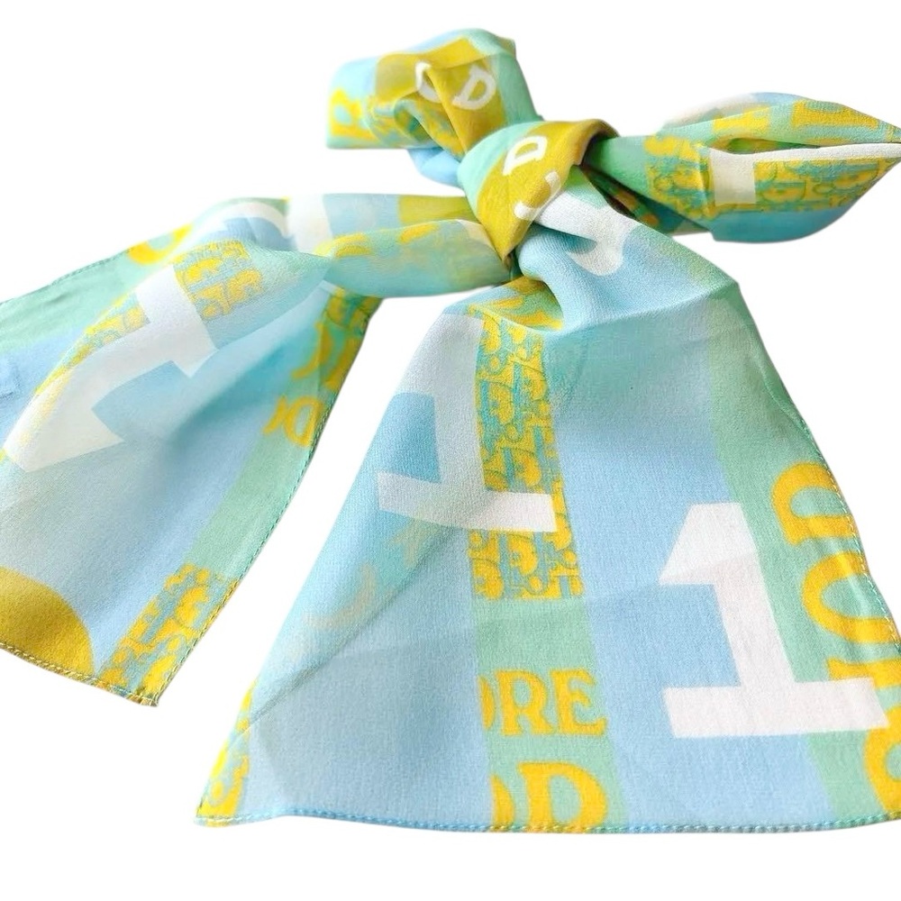 VTG Christian Dior 2005 J’adore Silk Monogram Logo Neck Scarf Bag Twilly